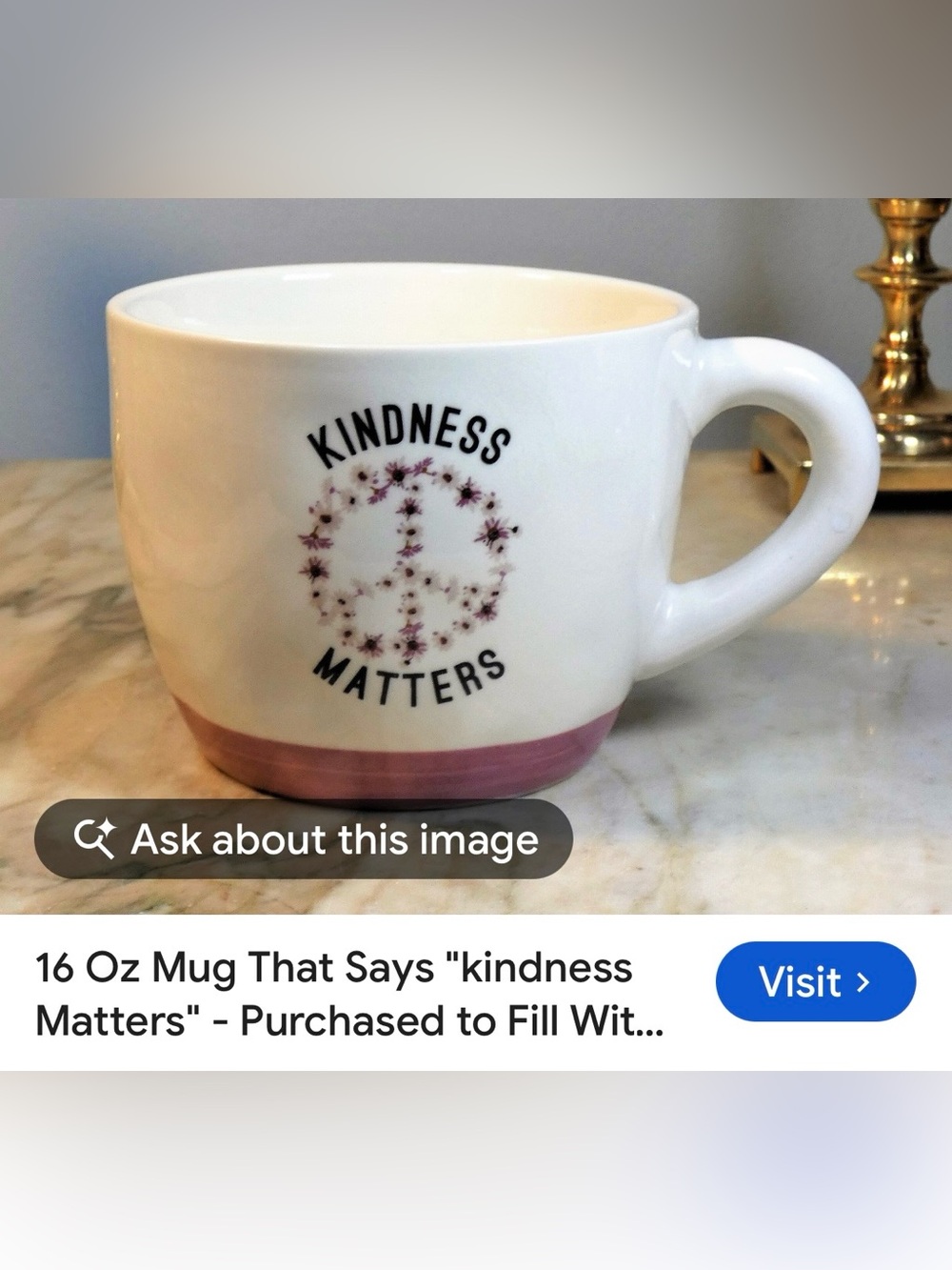 #3184** Kindness Matters White Ceramic Mug with Purple Accent